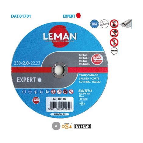 Flacher Schleifscheibe aus Edelstahl Expert ø 115 Bohrung 22,23 Dicke 1 mm – 25 Stück in der Packung (1/2)