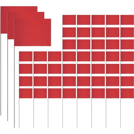 Lot de 50 drapeaux de marquage rouges pour jardin, 38 x 10 x 13 cm, drapeaux de signalisation, drapeaux de pelouse, drapeaux d'irrigation, drapeaux d'aménagement paysager (1/5)
