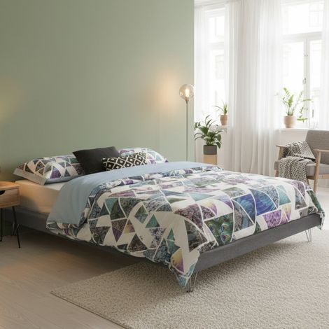 Talamo Italia Cama matrimonial Isabella, Cama fija en tela con pies, 100% Made in Italy, adecuado para colchón 160x190 cm, Gris, con embalaje reforzado (1/4)