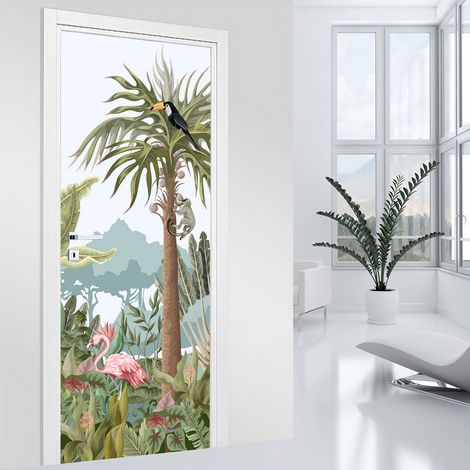 Stickers pour porte - Jungle - 63 x 205 cm - Adhésif MAT (1/2)