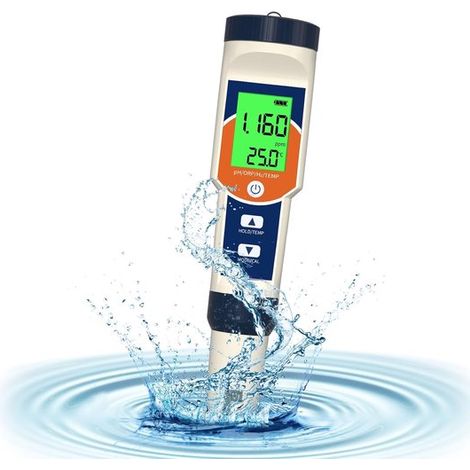 Medidor digital de calidad del agua 4 en 1 para agua potable, alimentos y piscinas: pH, ORP, H2, temperatura, prueba de PPM y analizador de agua (1/5)