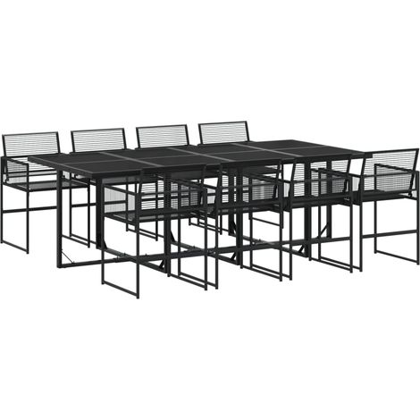 Maison Exclusive - 9-tlg. Garten-Essgruppe Schwarz Poly Rattan