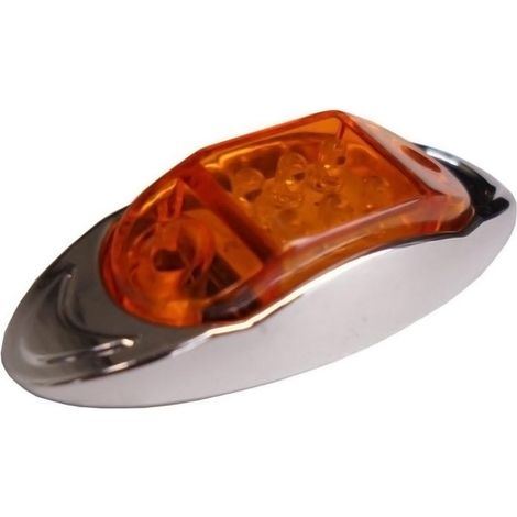 Feu de position/feu de gabarit latéral orange à LED pour camions, semi-remorques et remorques avec 6 LED - 24 V - 100 mm x 42 mm