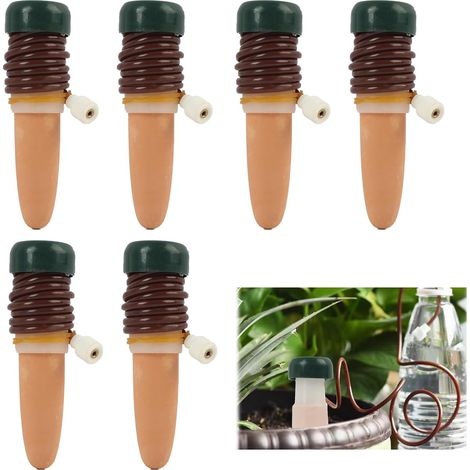 6 inserti per vasi autoirriganti con perni in terracotta - sistema di irrigazione a goccia automatico a rilascio lento per piante da interno ed esterno (1/5)