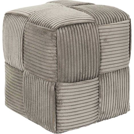 The Home Deco Factory – Pouf repose-pieds côtelé tressé gris – Design texturé moderne – Confort optimal pour intérieur cosy – Dimensions adaptées