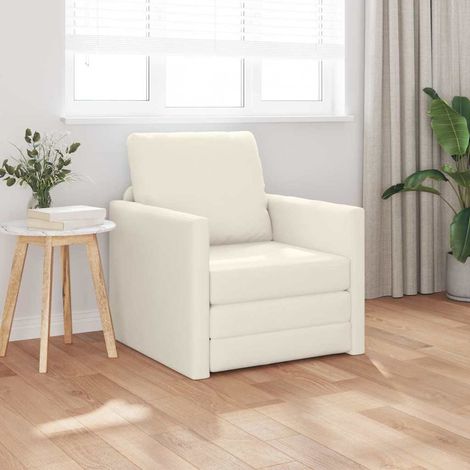 vidaXL Sofá Cama 2 en 1 Crema 74x77x81 cm Terciopelo (1/5)
