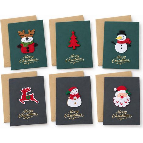 Carte Noel, Carte de Noel avec Enveloppe, 6 Cartes en Feutre, 6 Enveloppes 6 Enveloppes 6 Enveloppes (1/5)