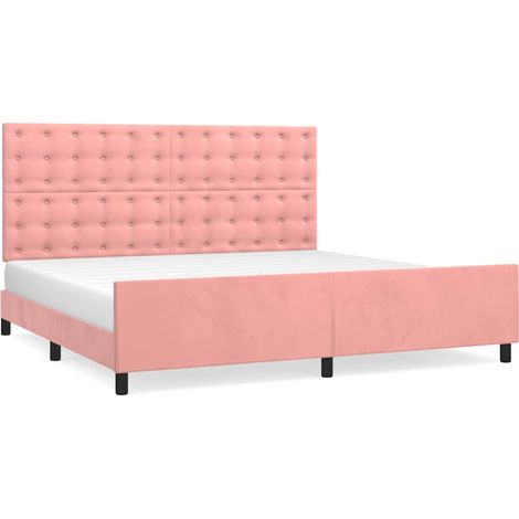 Maison Exclusive - Giroletto con Testiera Rosa 200x200 cm in Velluto (1/5)