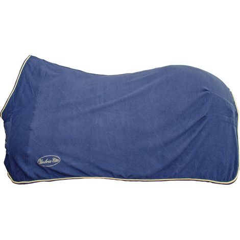 135 cm, Bleu marine: Couverture polaire pour cheval avec garnitures et fermetures avant non réglables