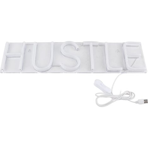 Néon, Hustle Words Enseignes au Néon LED Néon pour la Maison Chambre Dortoir Noël Anniversaire Fête de Mariage Alimenté par USB (1/5)