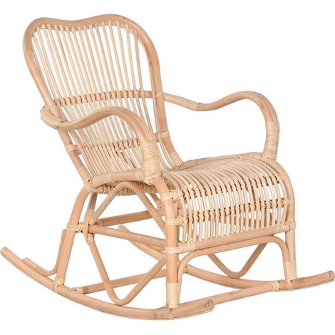 Rocking chair rotin naturel pour coin détente élégant - Beige naturel (1/5)