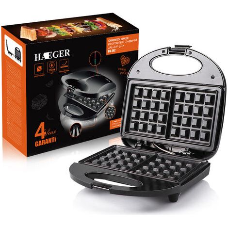 BUNTHAUS Gaufrier et croque monsieur 3 en 1 – 750W – 3 plaques antiadhésives interchangeables – Température de cuisson jusqu'à 200ºC (1/4)