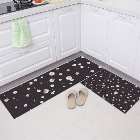 Tapis De Cuisine - Microfibre Absorbante - Antidérapant Tpr - Pour Cuisine Salle De Bain Lave-Linge Bureau - 2 Pièces 40 X 60 Cm Et 40 X 120 Cm (1/3)