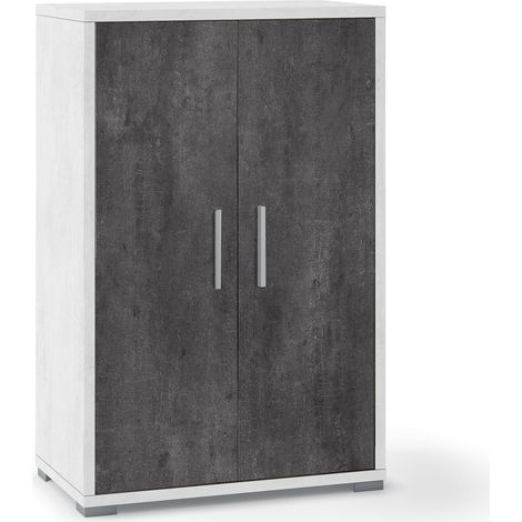 Armadietto Multiuso 2 Ante 71x110x41 cm Ossido Bianco/Ossido Nero (1/3)