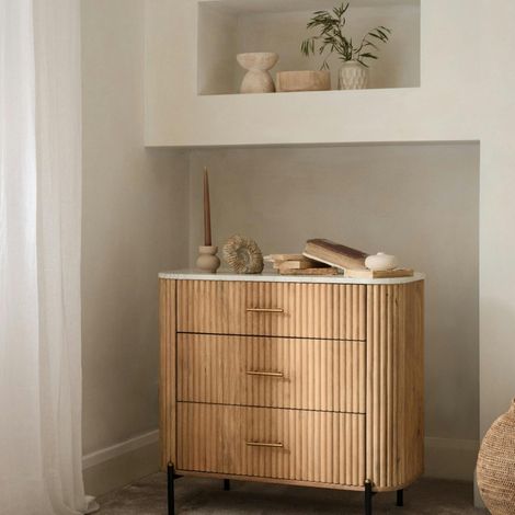 Commode en bois de manguier et marbre 3 tiroirs MASSA (1/5)