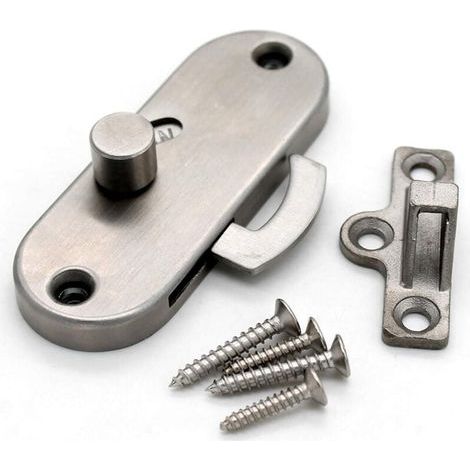 (1 paquet d'argent) Serrure de porte coulissante à 90° à angle droit avec boucle de verrouillage de porte coulissante et verrou de porte de grange (1/4)