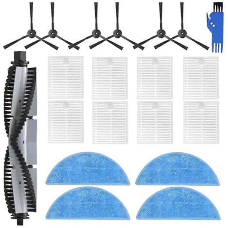 Pièces détachées pour aspirateur robot ILIFE A30/A30 Pro : 1 brosse principale, 6 brosses latérales, 8 filtres HEPA, 4 lingettes de nettoyage, 1 brosse de nettoyage. (1/5)