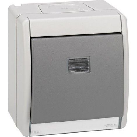 Interruttore grigio 10ax 250v con IP55 luminoso Simon 44 Aqua 4490204-035