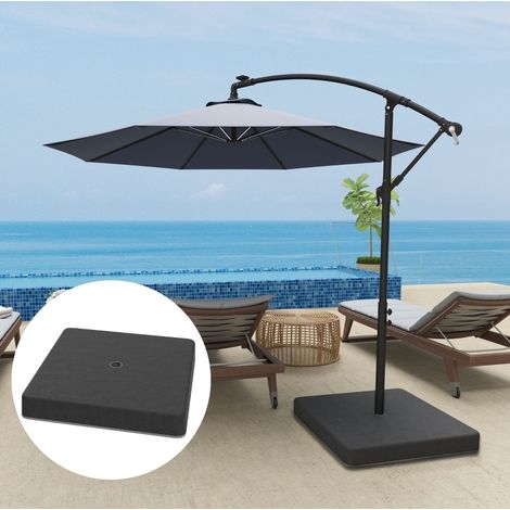 Base de parasol à lester, remplissable de sable, imperméable et résistante aux UV, pour croix sans rotation, 89 x 89 x 10,5 cm, noire, jardin terrasse  CHICFURN (1/5)
