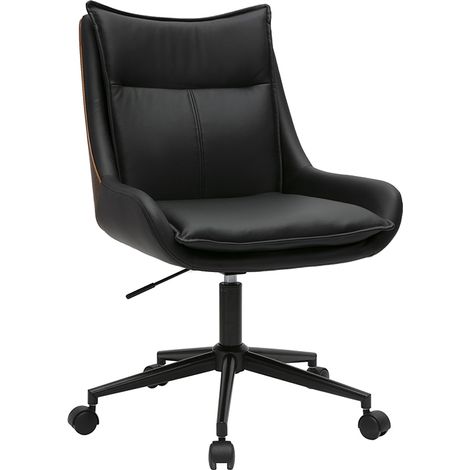 Silla de oficina con ruedas negra y madera oscura BLAISE (1/4)