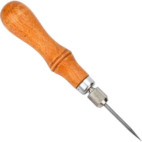 Outil de couture multifonctionnel 4 en 1 pour le bricolage, avec manche en bois et pour le travail du cuir : alêne et outil de couture à la main (1/5)