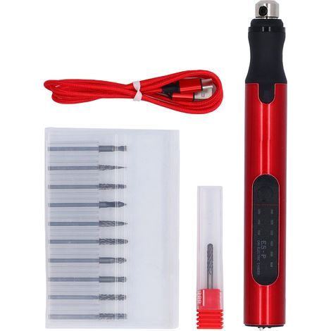 Kit de stylo de ponçage électrique, chargement rapide USB Portable avec 11 têtes pour le polissage, le perçage et la gravure (1/5)