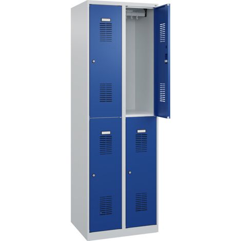 C+P Casier double étage Base PLUS, 4 compartiments, 1850x600x500mm, 7035/5010 (1/5)