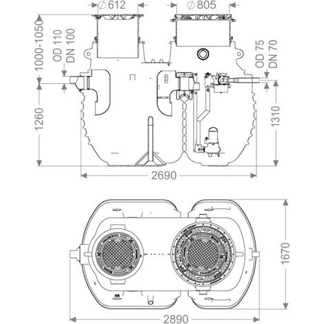 KESSEL 96004-DR-120D Séparateur de graisses EasyClean encastré