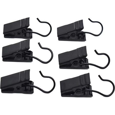 Lot de 20 Crochet à Pince Clips pour Rideaux Anneaux à Pince, Clips de Rideau, Clips de Rideau en Acier Inoxydable avec Crochets (noir) (1/5)