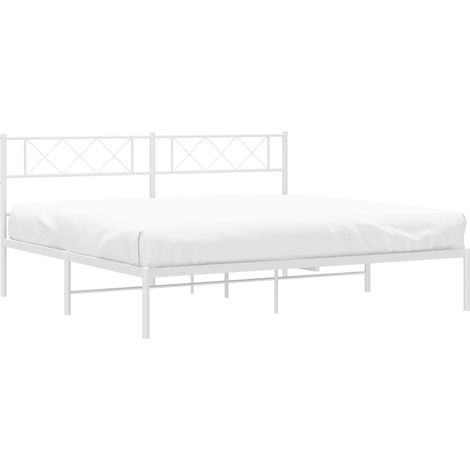Estructura cama sin colchón con cabecero metal blanco 200x200cm vidaXL (1/4)