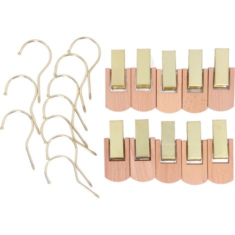 10 pcs Pinces de Suspension Crochet Métallique avec Pince en Bois Rotation 360° pour Penderie Bureau Atelier (1/5)