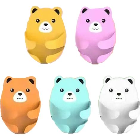 Lot de 5 crochets de suspension mignons, robustes, sans perçage, fiables et polyvalents, en forme d'ours de dessin animé, pour la cuisine, la salle de bain et la chambre. (1/5)