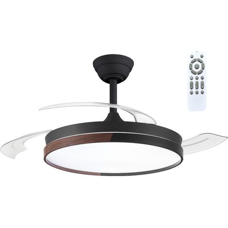 Ventola da soffitto Ecoro Nera 48W con pale retrattili e telecomando (1/5)