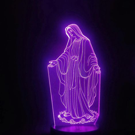 Veilleuse 3D Nighdn, lampe illusion Jésus, télécommande tactile, lampe de table décorative chrétienne LED, lampe de prière chrétienne, cadeau