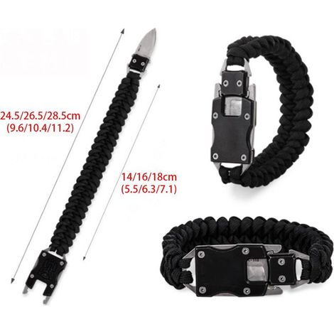 Bracelet d'outils de plein air en paracorde, équipement de survie multifonctionnel pour le camping, la randonnée et la pêche. (1/5)