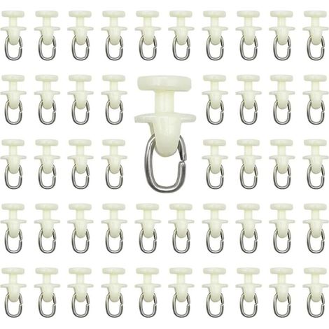 100pcs Curtain Track Rollers-(White) Inner Rail Curtain Hook Rail Slider,Curtain Pulley Plastic Curtain Track (1/5)