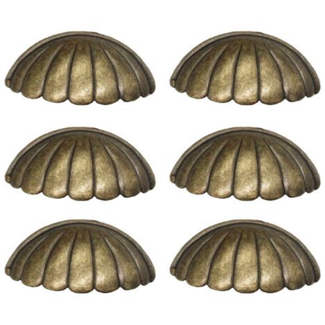 6 Stück Muschelgriff, Messing-Türknauf in Muschelform, Retro-Möbelgriffe für Schranktüren, Küchen-Türgriffe