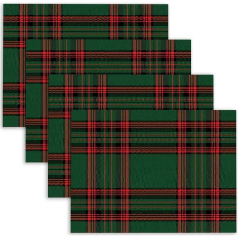 Sets de table de Noël Xiyin, décoration de restaurant à carreaux, fabricant de serviettes de Noël, nappes imprimées en polyester - 30 x 45 cm (lot de 4) - 3