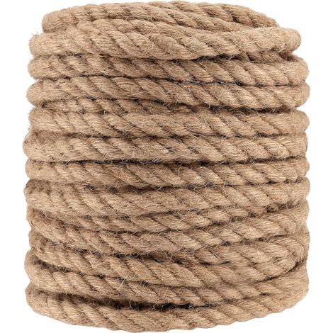1 Rouleau Corde Jute 10mm, Fibre Naturelle Tressée 50m, Résistante Intempéries, Pour Jardin Décoration Artisanat (1/5)