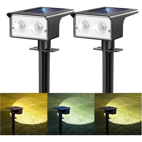 Lot de 6 Lampe Solaire Extérieur, Spot Solaire Exterieur 3 Couleurs (3000/4500/6000 K) – Projecteurs Solaire IP65 Étanches,Lumiere Solaire pour Jardin Allée Chemin (1/5)