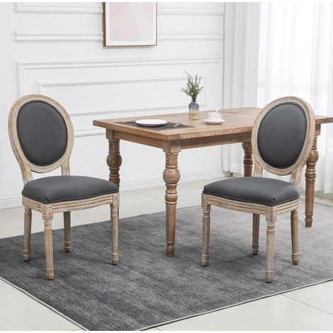 Sedie da pranzo set di 2 in legno grigio e naturale, schienale imbottito stabile – MEUBLIV (1/5)