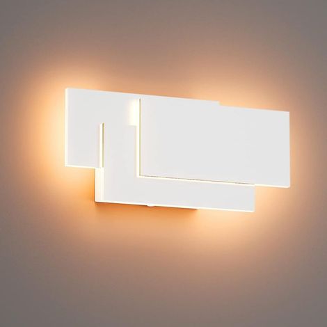 Aplique de pared, lámpara de pared de 12 W, aplique de pared impermeable IP20, diseño moderno y elegante para dormitorio, aplique de pared para pasillo, blanco cálido, blanco [Clase energética G] (1/2)