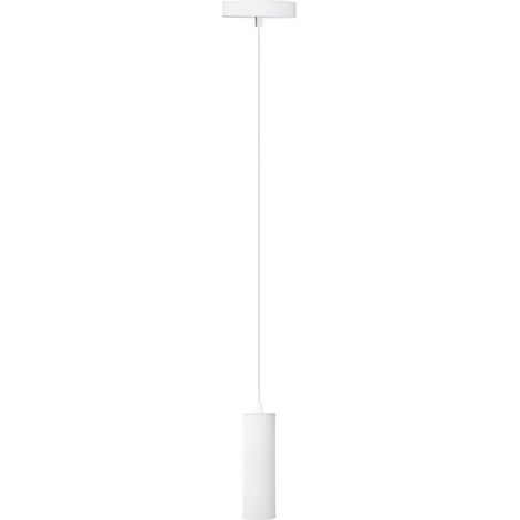 Suspension lumineuse métal blanc cylindrique, douille GU10, design moderne, déco lumineuse pour salon cuisine