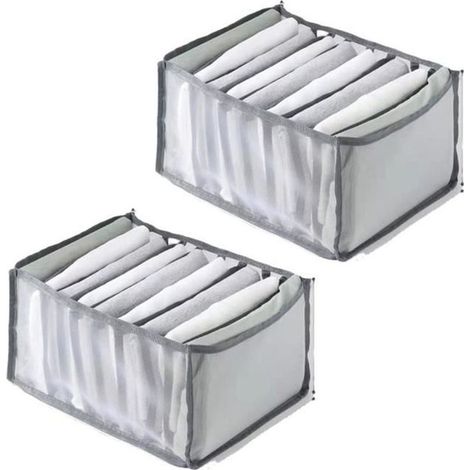 2 scatole porta abiti in rete traspirante, 36x25x20 cm, per camicie e pantaloni, per organizzare l'armadio. (1/5)