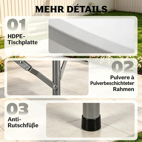 Mesa redonda plegable de construcción estable, mesa de comedor moderna, mesa de jardín versátil (solo incluye 1 mesa de comedor). (1/5)