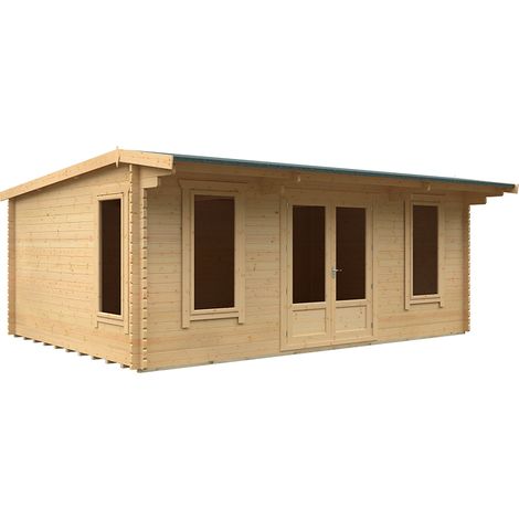 20x14 The Jacob 44mm Cabin - L595 x W415 x H247 cm - Solid Wood/Softwood/Pine - Natural