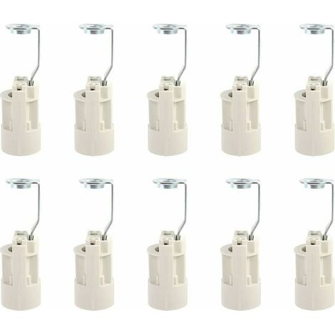 Adaptateur de culot d\'ampoule E14 – Lot de 10 douilles thermoplastiques – Résistance aux hautes températures – Contact en cuivre (1/5)