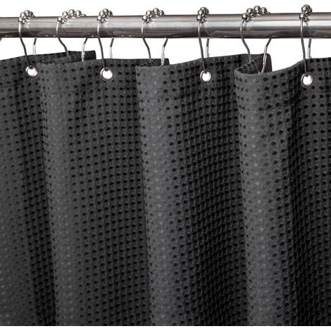 Shower Curtain, Anti-Mold Fabric - 182x182CM (Black) Heavy Duty Shower Curtain with Weighted Hem