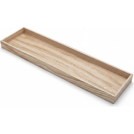 Holz Kerzentablett rechteckig mit hohem Rand - 80 x 20 cm - XL Dekotablett lang naturbelassen - Kerzenbrett Holztablett Tisch Deko