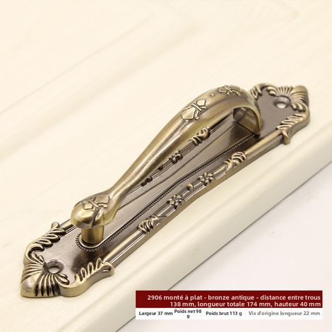 Antike Kupfer-Scheunentürgriff, Amerikanischer Vintage-Stil, Oberflächenmontage ohne Bohren für schwere Innentüren aus Holz - 2er Set (Verdicktes Modell 138)-lsw